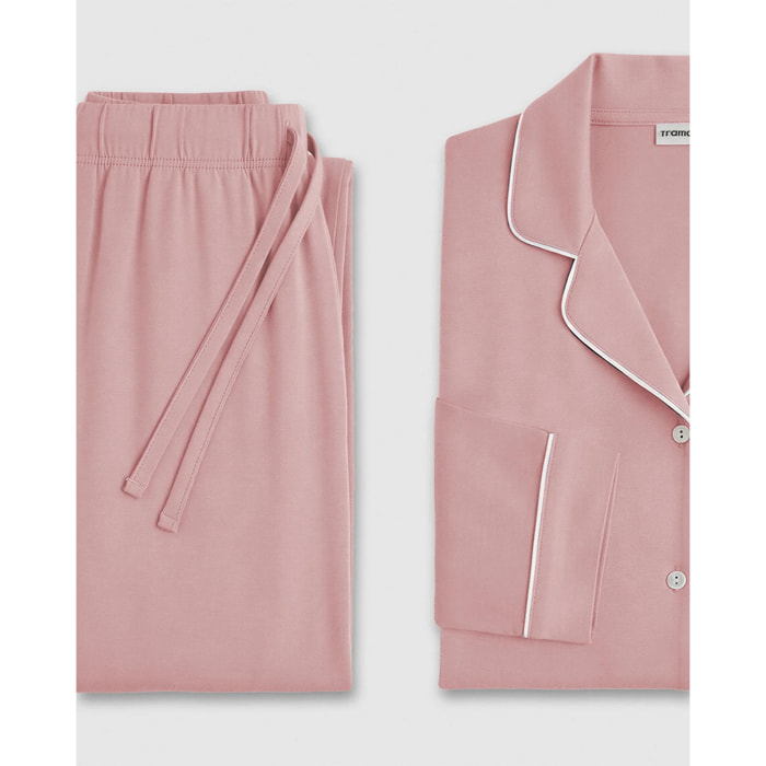 Pigiama lungo camicia in viscosa donna rosa viola