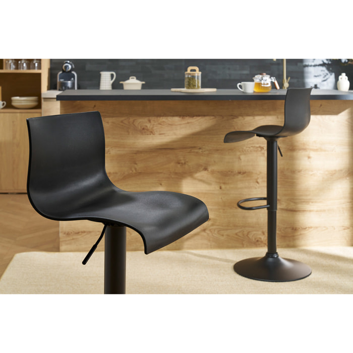 Tabourets de bar réglables design en métal noir (lot de 2) ONA