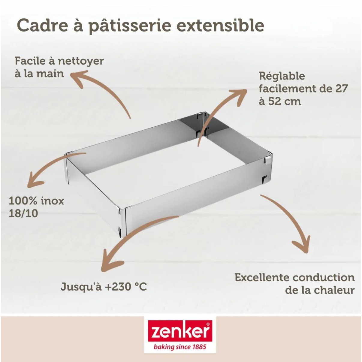 Ensemble de 2 Cadres à gâteau réglable 27 à 52 cm Zenker Smart Pastry