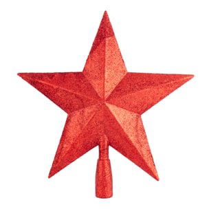 Estrella de navidad decorativa para árbol de navidad. Con purpurina roja, 27cm.