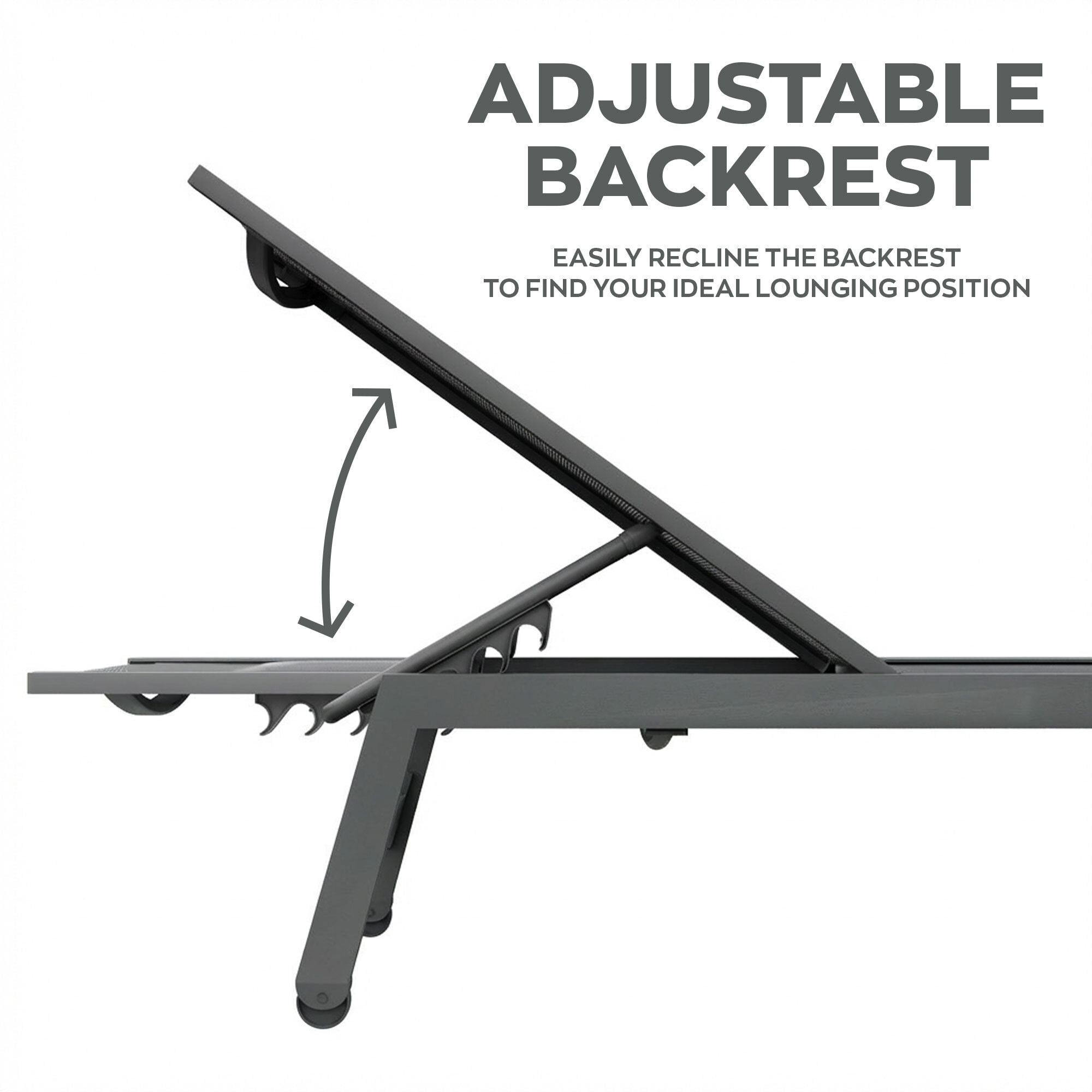 Nilo - Lettino Prendisole da Giardino Mare Piscina 192x55x30 cm in Alluminio e Textilene Antracite