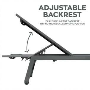 Nilo - Lettino Prendisole da Giardino Mare Piscina 192x55x30 cm in Alluminio e Textilene Antracite