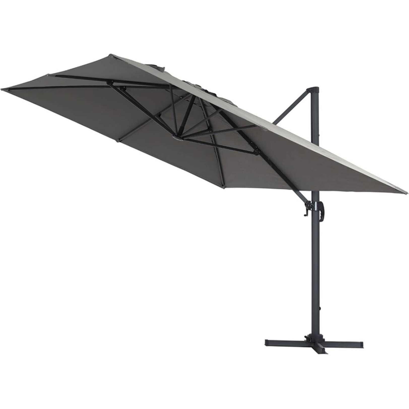 Parasol jardin déporté Alu "Sun 4" - Rectangle - 3 x 4 m + Housse de protection - Gris