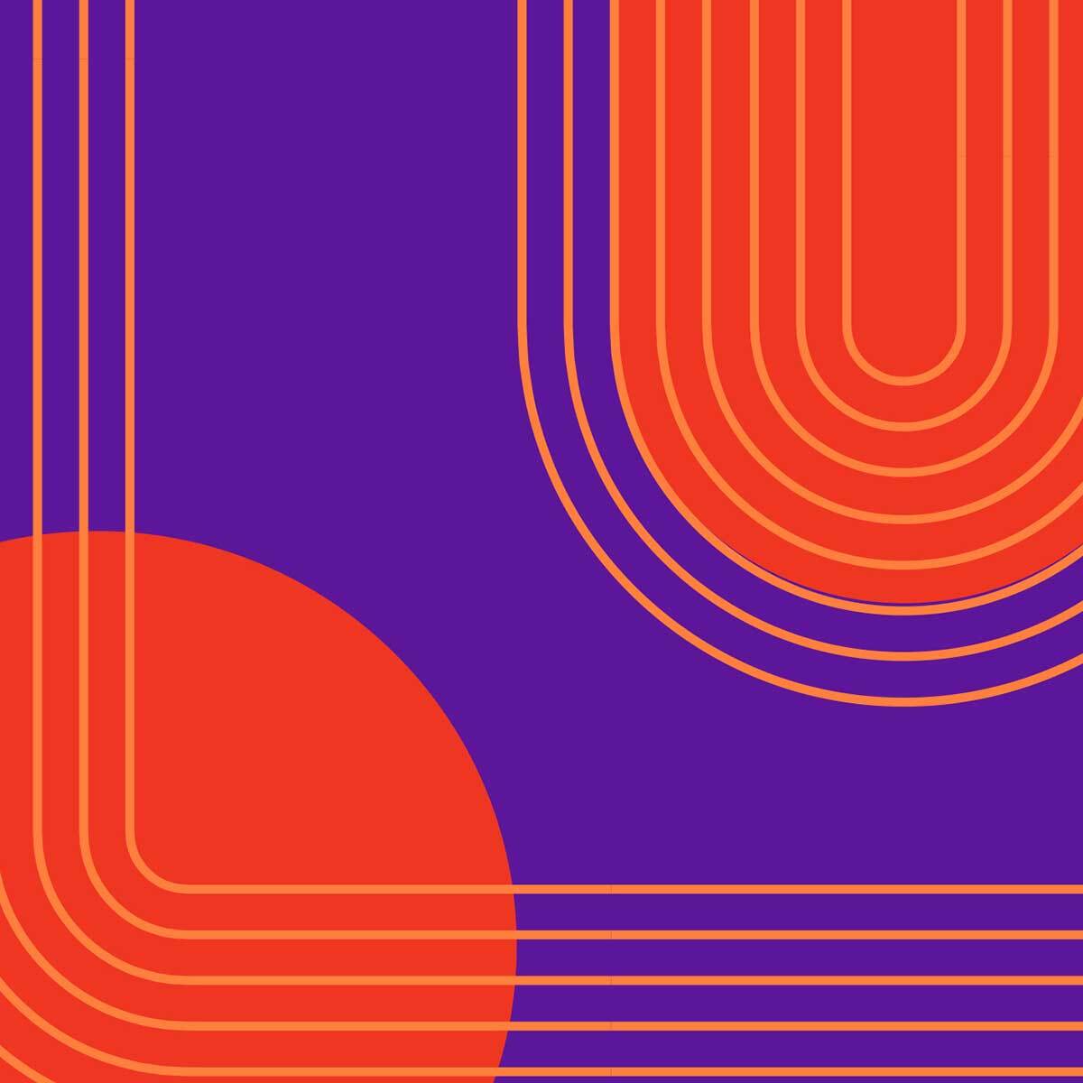 Tableau géométrique moderne violet et orange Toile imprimée