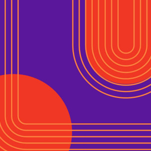 Tableau géométrique moderne violet et orange Toile imprimée