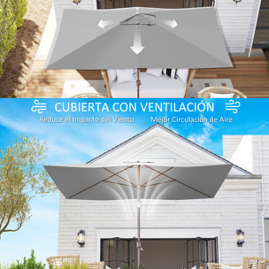 Toldo de Recambio de Sombrilla de 3x2 m Toldo de Repuesto para Sombrilla de Patio con Ventilación Superior Protección UV 50+ Cubierta de Repuesto para Parasol para Exteriores Gris Claro