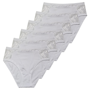 6 Slip da Donna Fianco Alto Nottingham in Cotone Modal, Art. SA6102, Bianco