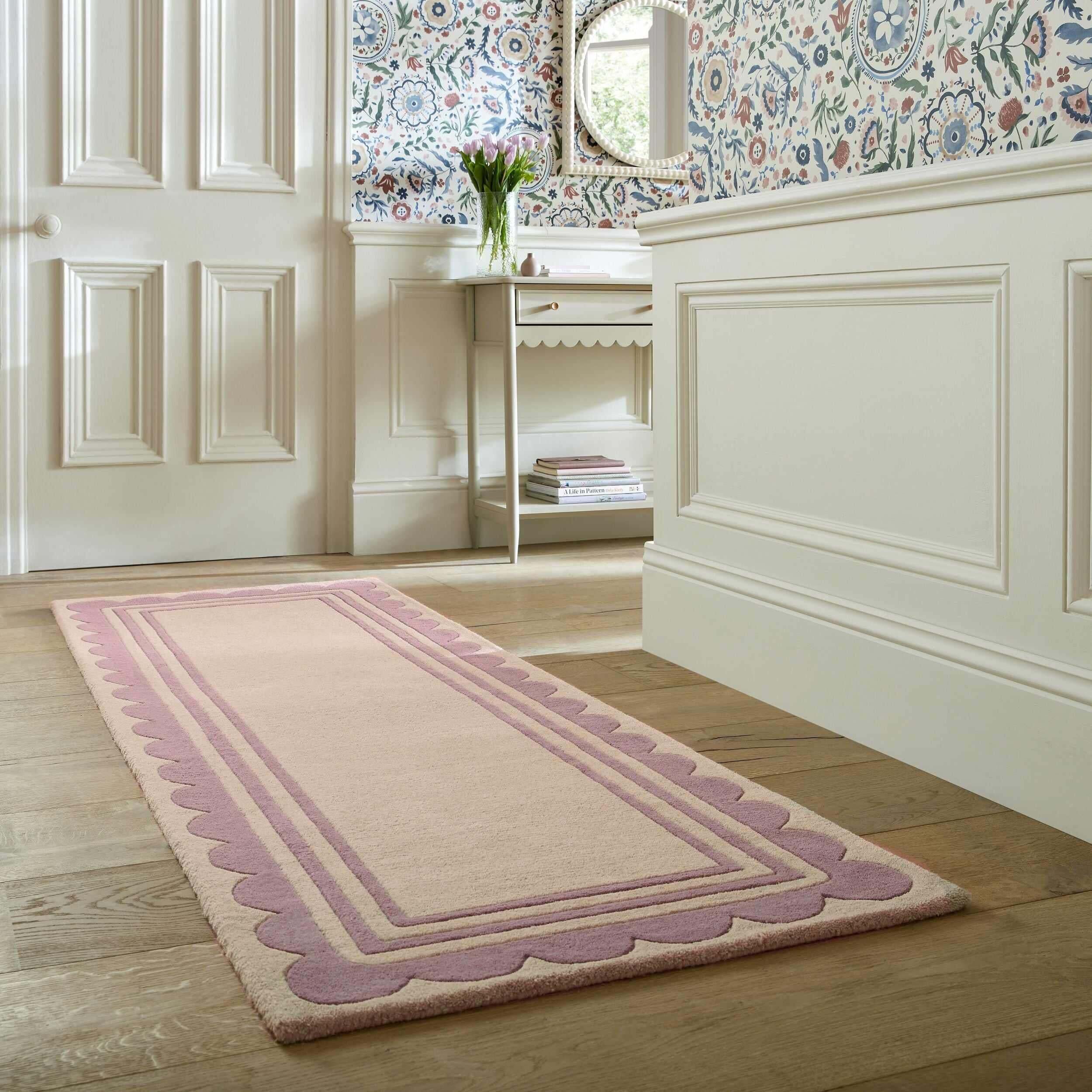 Tapis de couloir en laine à bordure festonné LOIS