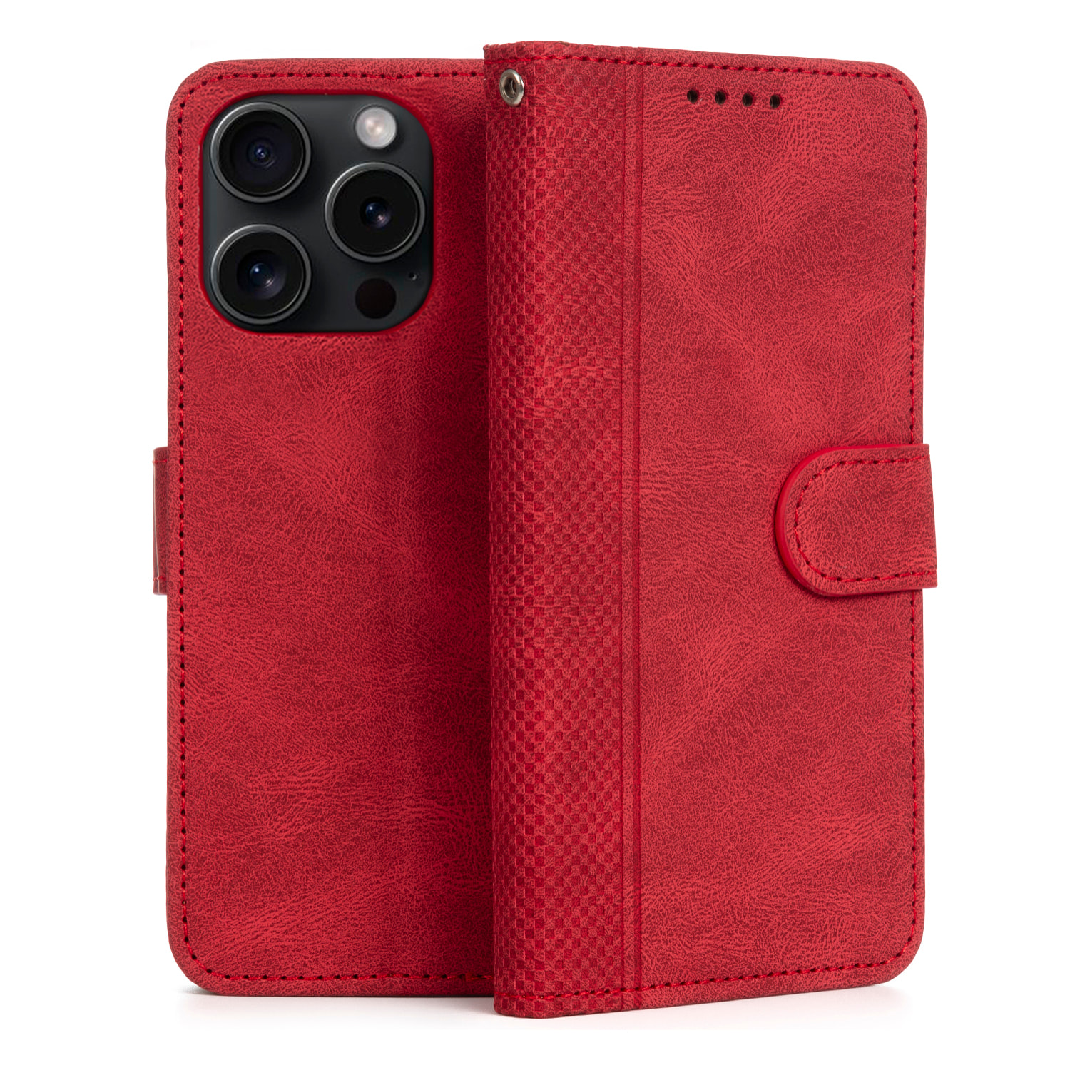 Custodia in similpelle antiurto stile libro per iPhone 14 Pro Portacarte interno, cinturino da polso removibile.