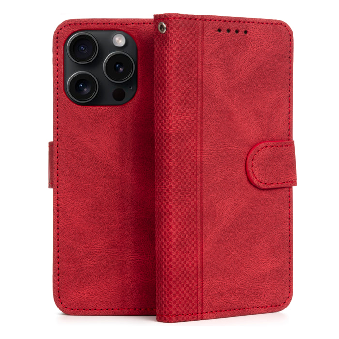 Custodia in similpelle antiurto stile libro per iPhone 14 Pro Portacarte interno, cinturino da polso removibile.