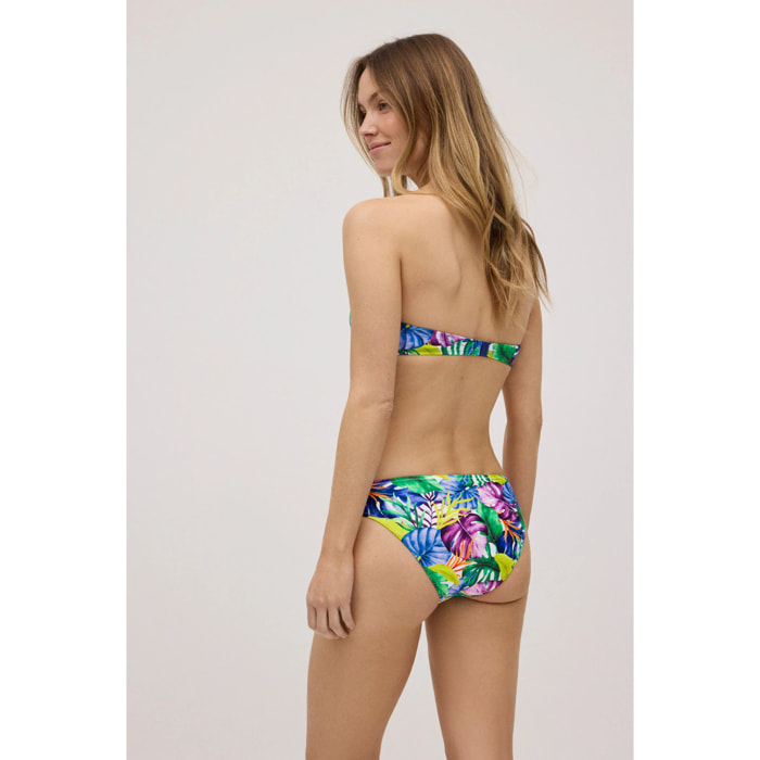 Slip bikini con stampa tropicale