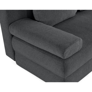 Nora - canapé 3 places convertible avec coffre en tissu texturé - Gris foncé