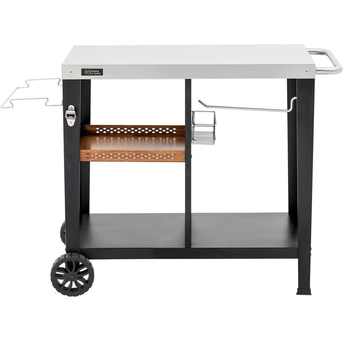 Desserte de barbecue en métal "Gelia" - 117 x 59 x 80 cm - Noir