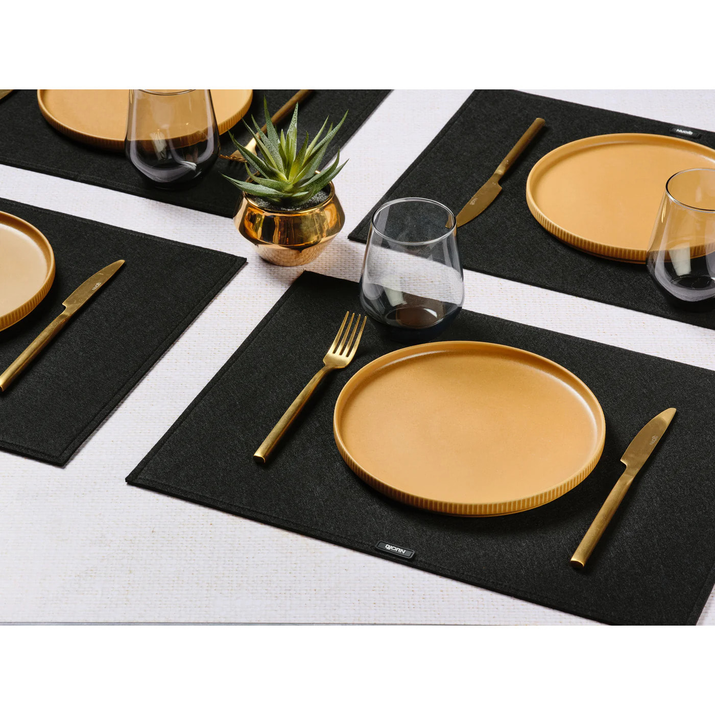 Set de table rectangulaire - 6 pièces - Feutre recyclé noir