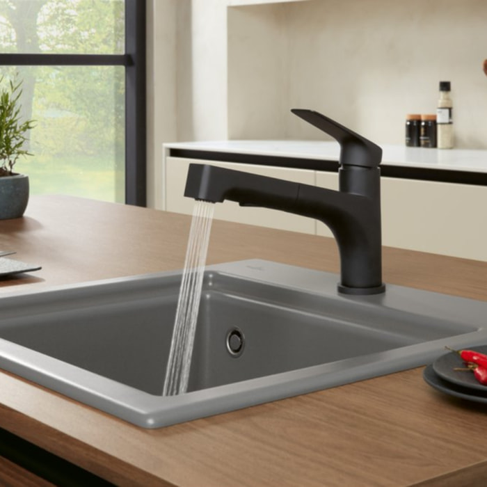 Robinet de cuisine avec douchette VILLEROY & BOCH Junis Shower Noir mat
