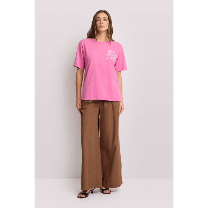 Kocca - T-shirt in cotone con stampa colorata Donna, Tinta unita, Girocollo