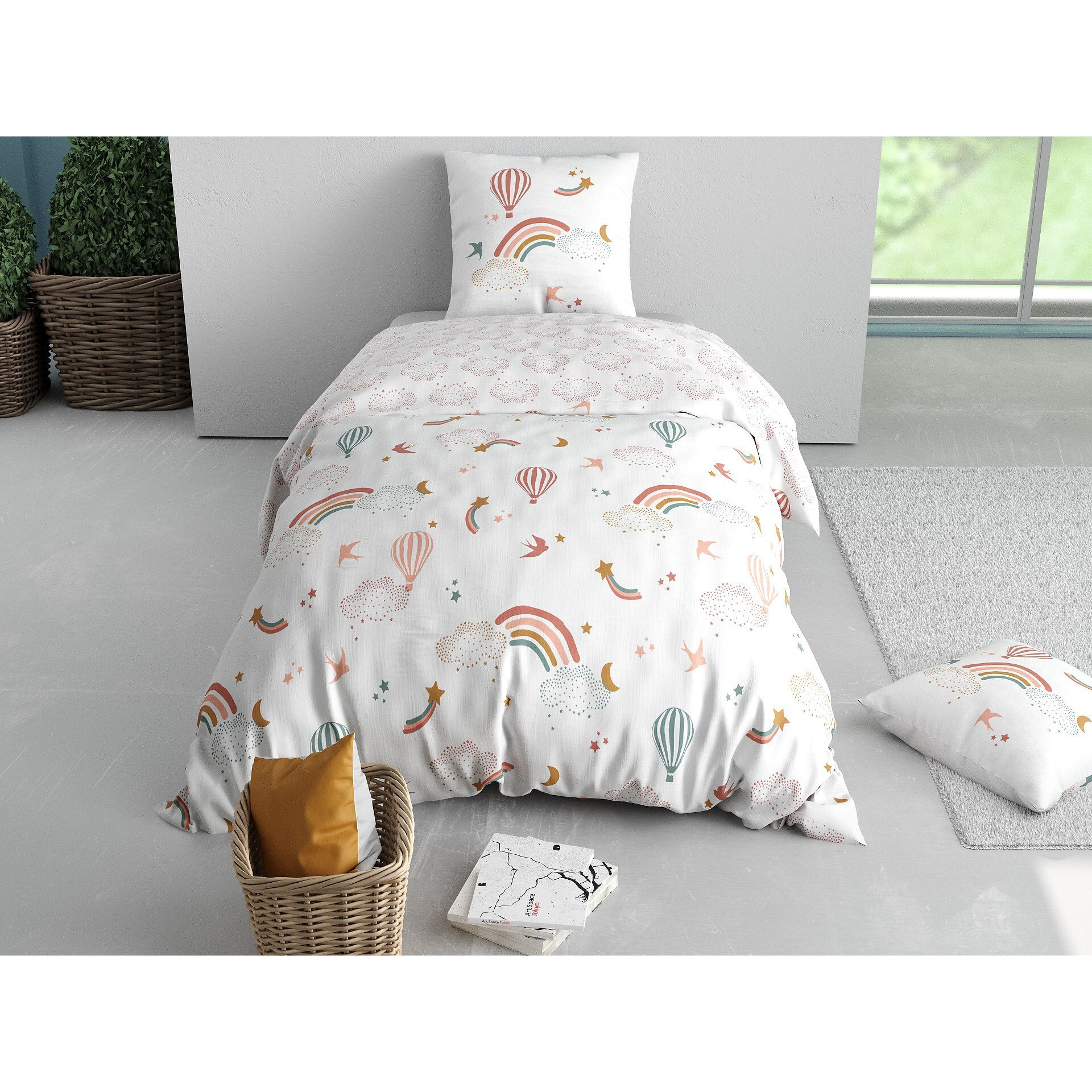 Parure housse de couette 2PCS en coton 57 fils - CELESTE