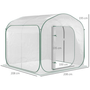 Serre de jardin pop-up porte zippée enroulable sac transport PE blanc vert