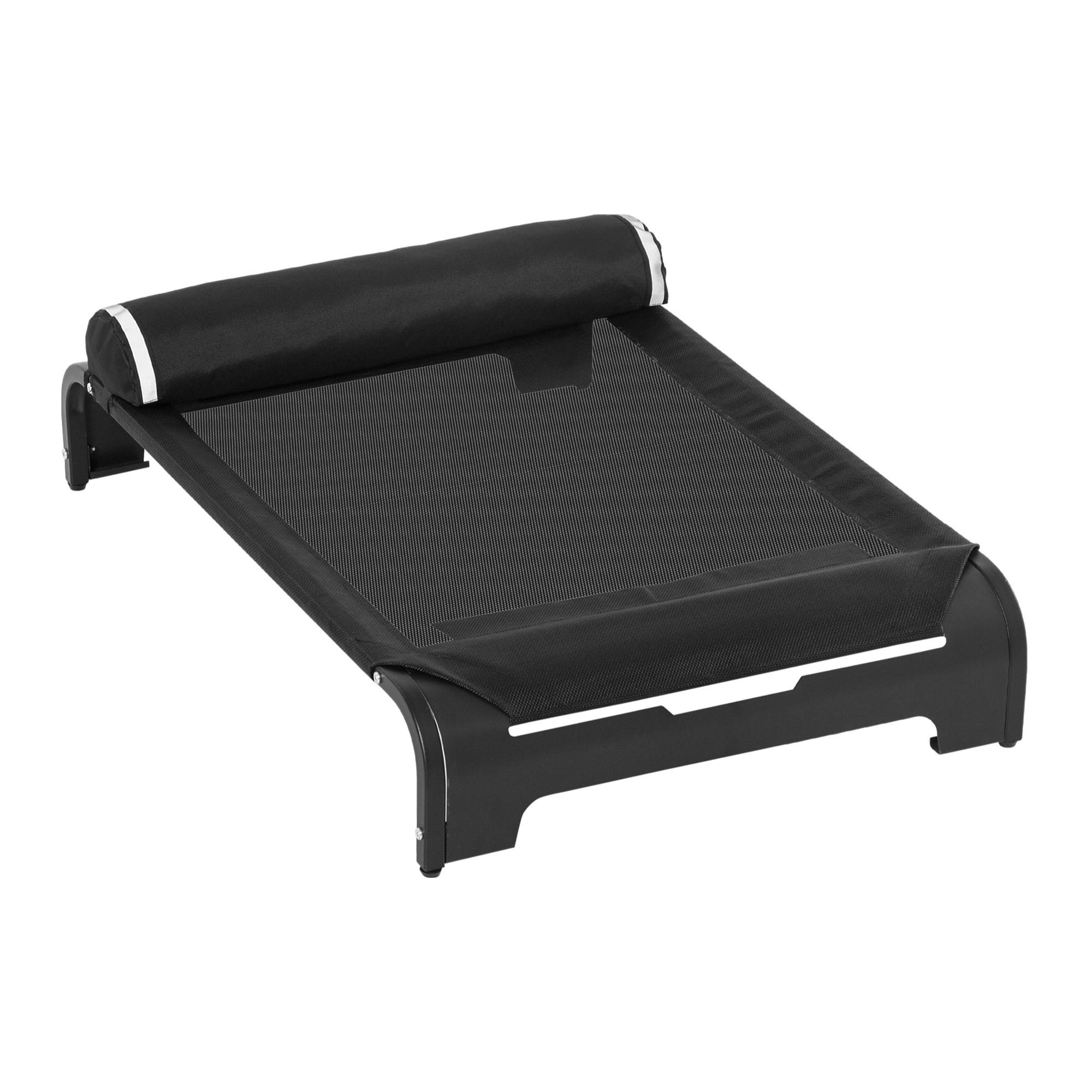 Cama Elevada para Mascotas Perros Gatos Tela Transpirable con Almohada Extraíble Exterior Interior Jardín Terraza 91x60x23 cm Negro