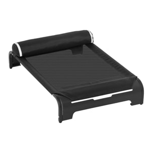 Cama Elevada para Mascotas Perros Gatos Tela Transpirable con Almohada Extraíble Exterior Interior Jardín Terraza 91x60x23 cm Negro