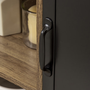 Buffet design industriel - meuble de rangement 3 niches placard - effet bois métal noir