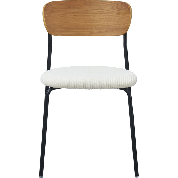 Lot de 2 chaises en bois et velours côtelé - LEYA
