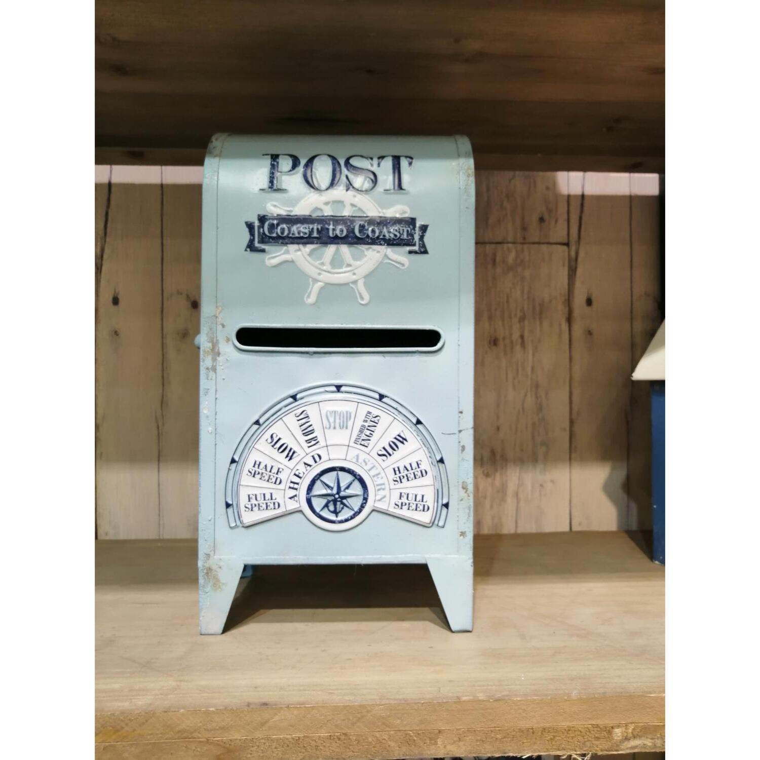 Cassetta posta in metallo mare azzurro cm18x13,5h35,5