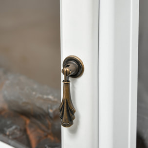 Cheminée électrique poêle style néo-rétro 1000-2000 W simulation flammes LED luminosité réglable acier ABS blanc