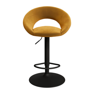 Lot de 2 chaises de bar en velours jaune curry 61/76,5 cm - Cloclo