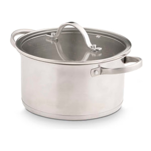 Cacerola de acero inoxidable con tapa de cristal. 20cm diametro.