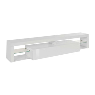 Mobile porta TV Dcolombin, Base porta TV, Credenza bassa da soggiorno a 1 anta, 100% Made in Italy, 200x40h35 cm, Bianco lucido