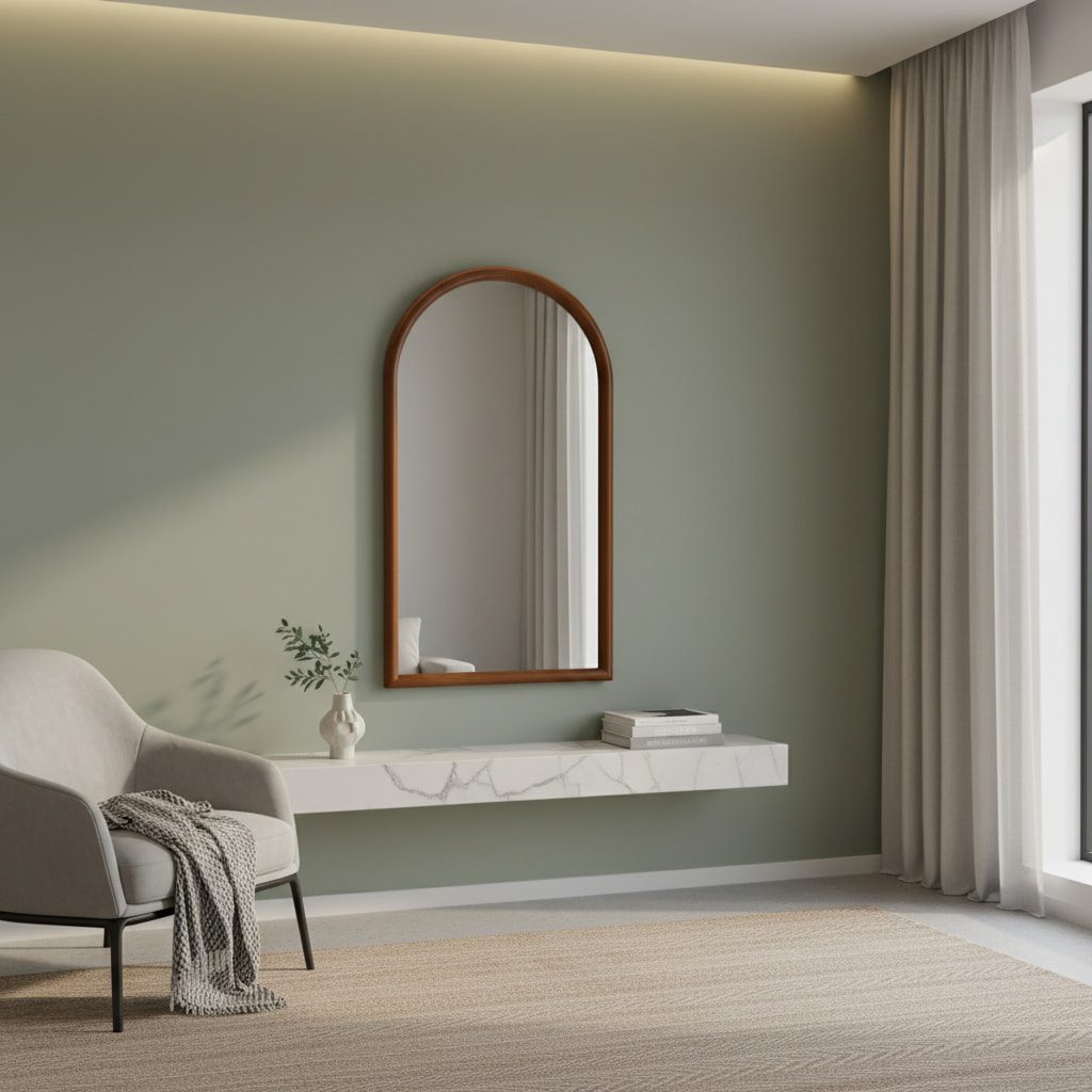 Miroir mural arche bois de pin 50 x 90cm