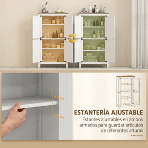 HOMCOM Armario de Baño Estrecho, Mueble Auxiliar de Baño con Puertas Tipo Granero, 4 Estantes y Estantes Ajustables, Ahorro Espacio, 60x30x110 cm, Blanco