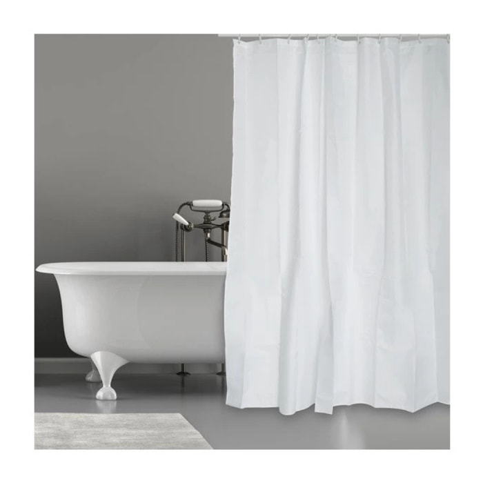 Rideau de douche Polyester 240x200cm Blanc - Anneaux inclus MSV