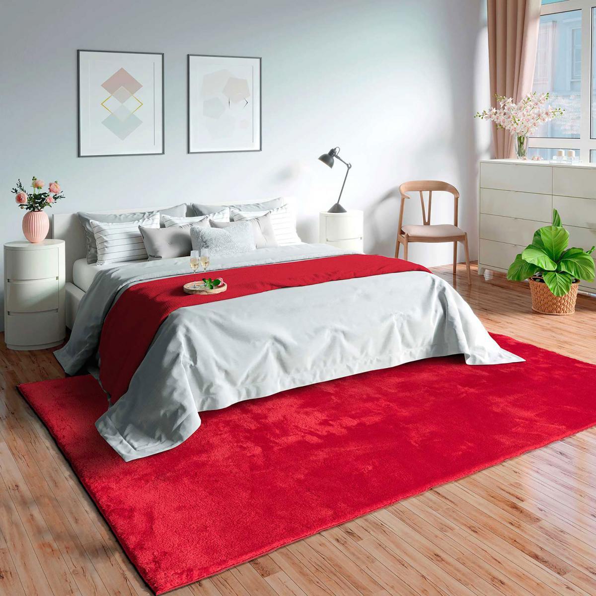 Tapis salon MITA, soft et soyeux, tapis uni à l'aspect Shaggy