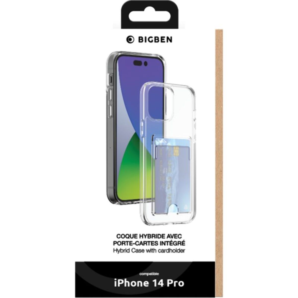 Coque BIGBEN CONNECTED iPhone 14 Pro transparent porte-cartes