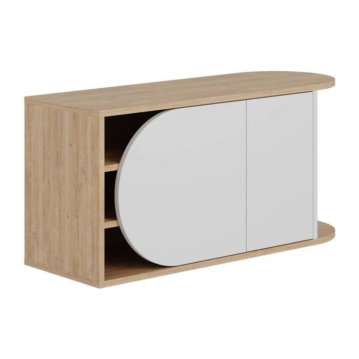 Scarpiera Kyle, Mobile portascarpe, Armadio da ingresso multiuso, Mobiletto per calzature, 104x37 h50 cm, Quercia e Bianco
