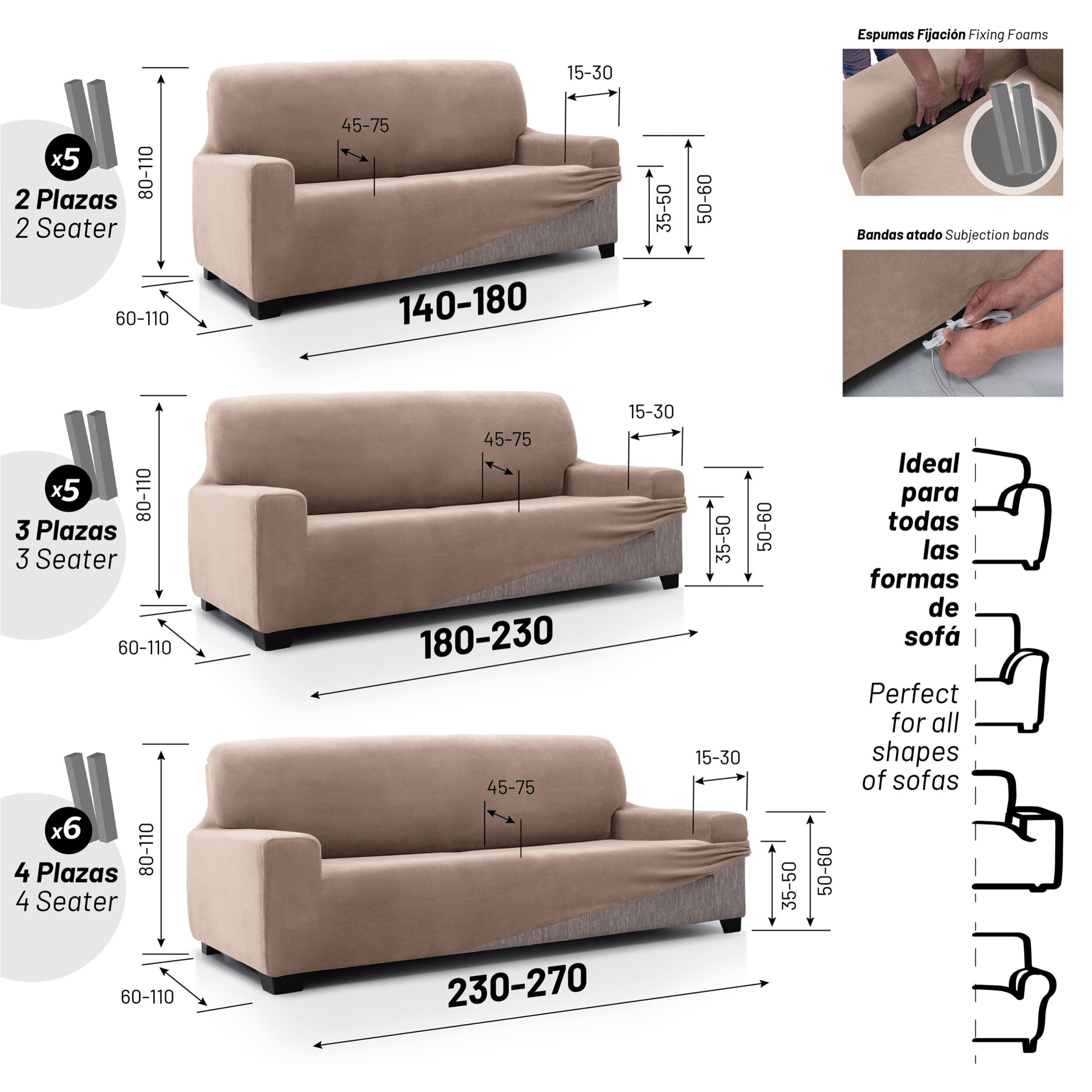 Funda de sofá TERCIOPELO ANTI MANCHAS Multi elástica modelo VERONICA