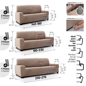 Funda de sofá TERCIOPELO ANTI MANCHAS Multi elástica modelo VERONICA