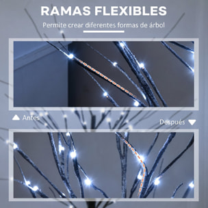 Árbol de Abedul Artificial 150 cm, Lámpara de Árbol con 96 Luces LED Blanco Frío, Nieve Falsa, Base Metálica, Decoración Navideña para Fiestas, Cumpleaños, Interiores, Marrón