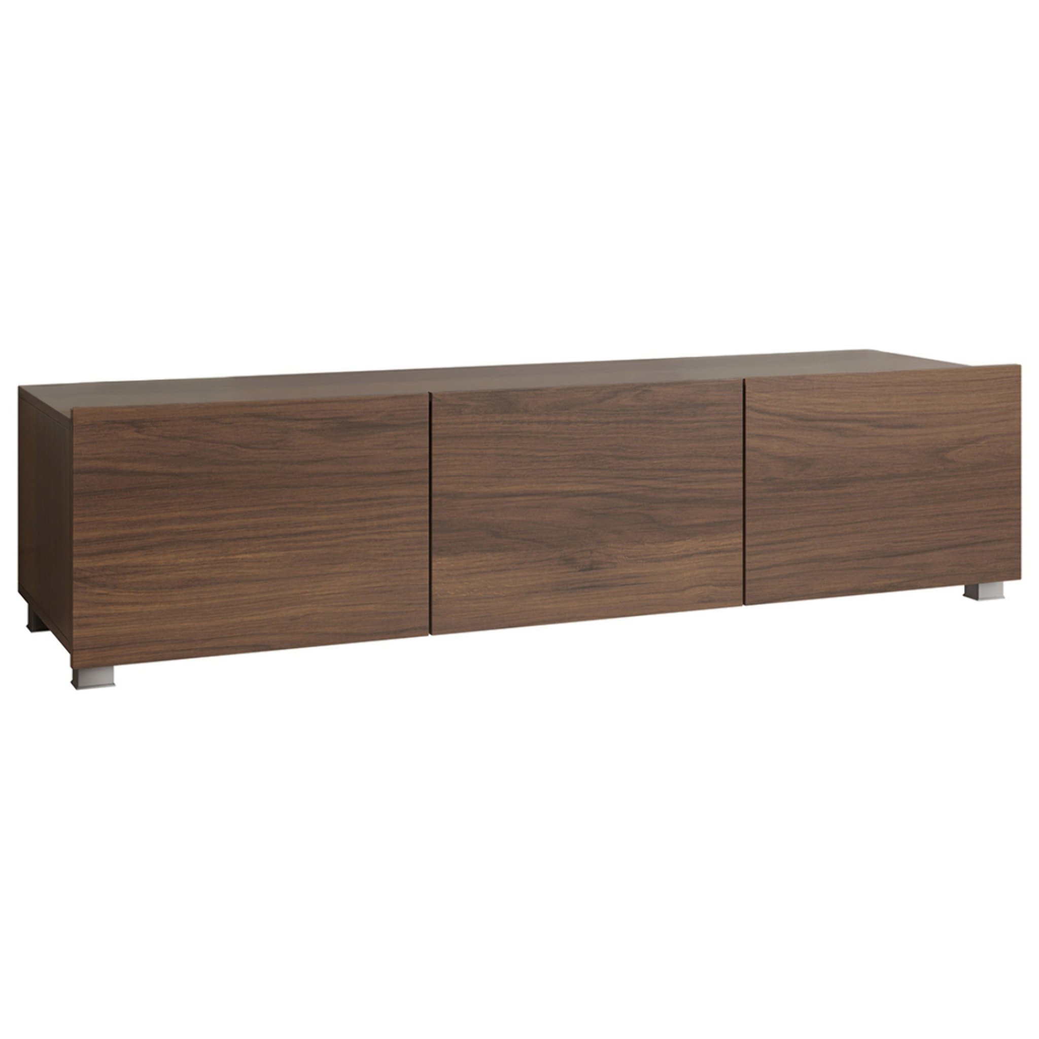 Alix - meuble tv modulable 150 cm - 3 portes - Effet noyer