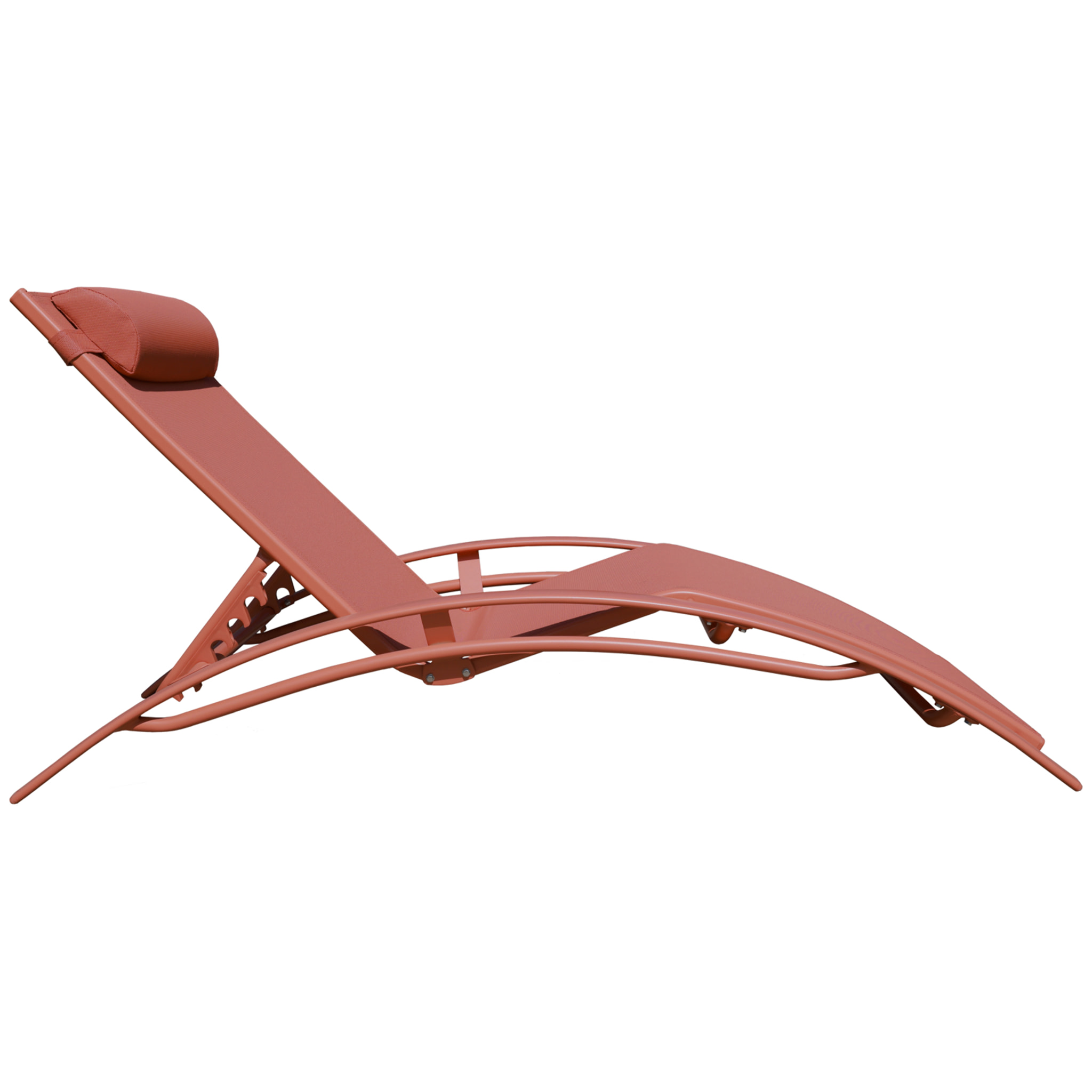 Lot de 2 transats GALAPAGOS en textilène terracotta - aluminium terracotta