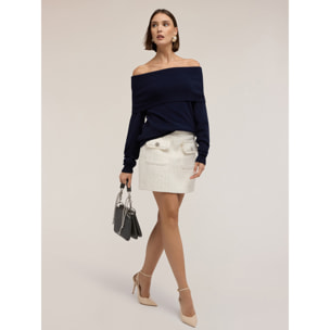 Motivi - Camiseta off-shoulder en mezcla de viscosa - Negro