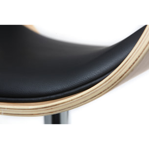 Tabouret de bar design réglable noir et bois clair BENT