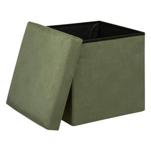 Pouf pliant "Lilou" en velours 38x38cm vert kaki