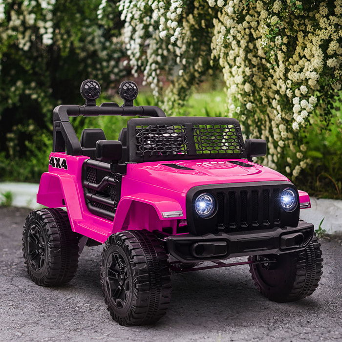 Voiture 4x4 électrique enfant 12 V 5 Km/h max. télécommande incluse effets lumineux sonores lecteur MP3 USB rose