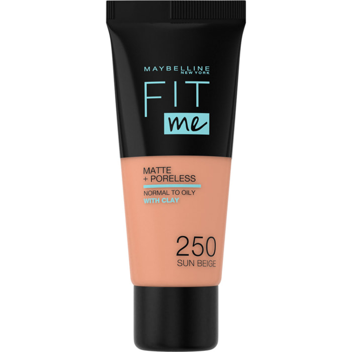 Maybelline New York Fit Me! Matte + Poreless Fond de teint 250 Beige Ensoleillé 30 MLT