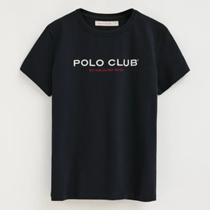 Camiseta azul marino de corte slim con bordado Established 2012 Polo Club