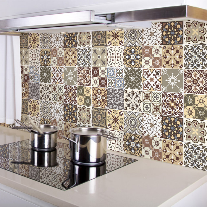 Stickers muraux - Sticker Mural Carrelage adhésif Cuisine Salle de Bain - 24 STICKERS CARRELAGES AZULEJOS JAVIERNA