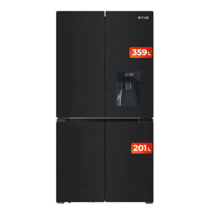 EVVO Frigorífico 4 puertas F100 Glass, Inverter, Total No Frost, 321l + 169l, Dispensador de agua